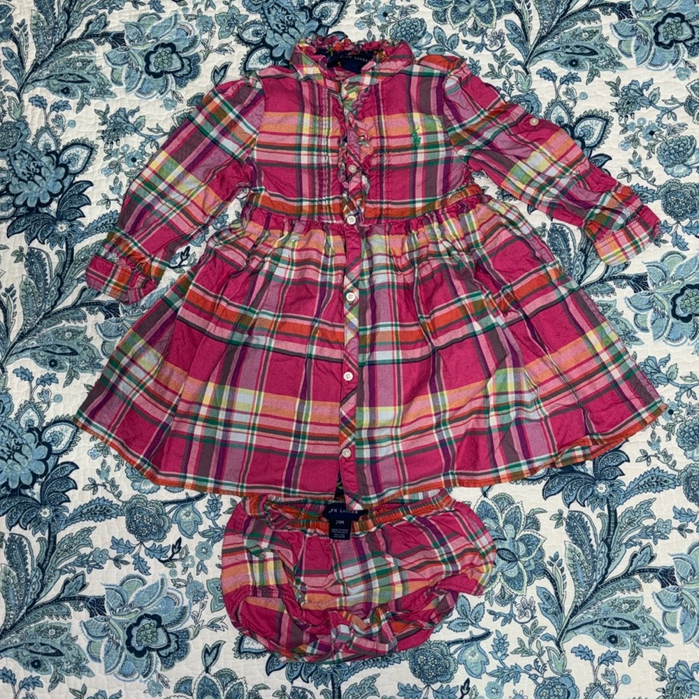 Ralph Lauren long sleeve plain dress 24 months